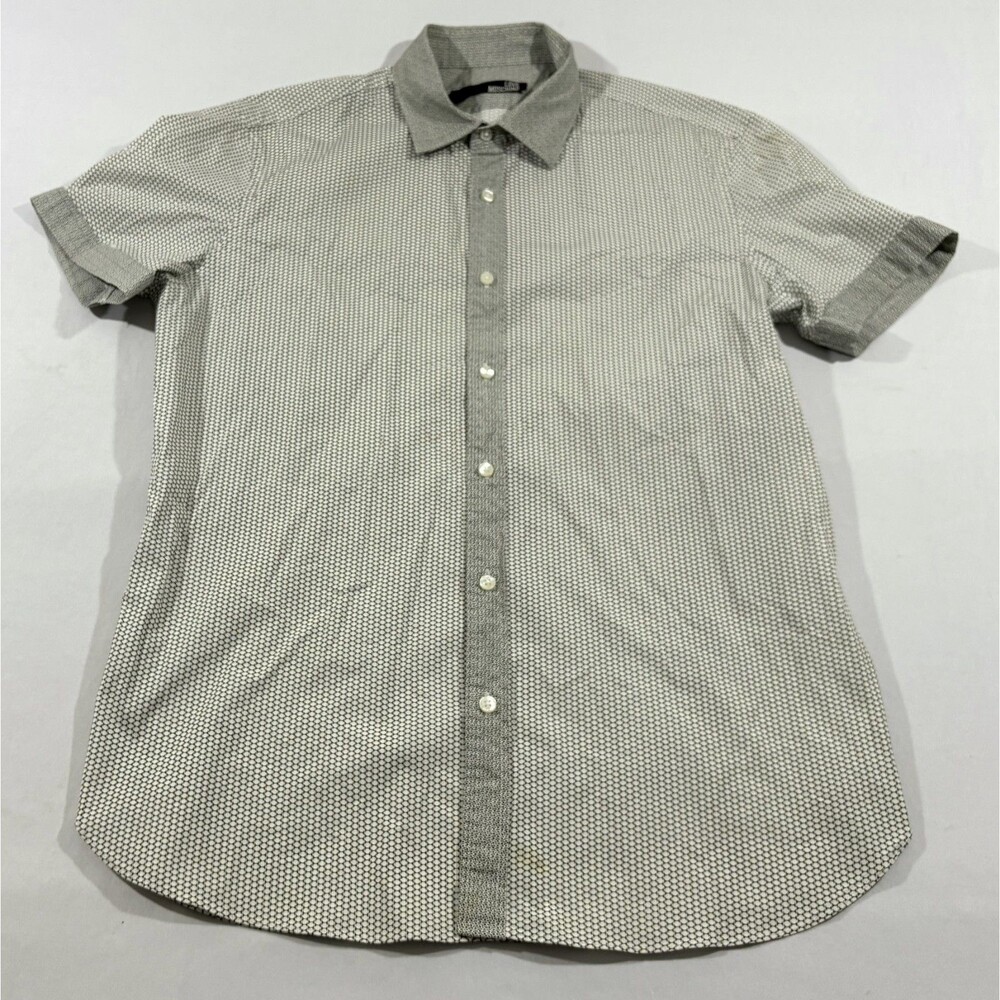 Love Moschino Mens Beige Short Sleeve Button Short Sleeve Geo Print Cotton Sz XL